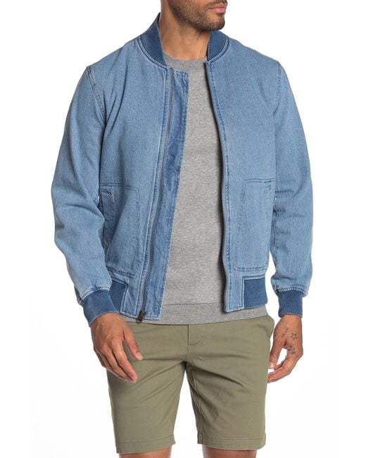 Slate Stone Smocked Denim Bomber Jacket in Blue for Men Lyst