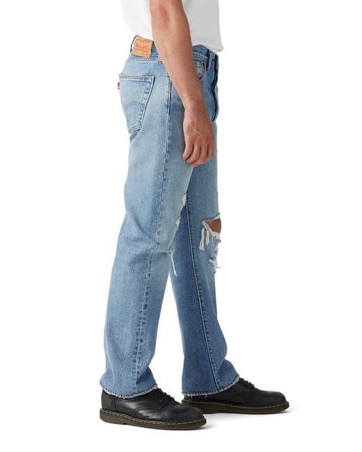 Levi's 501 Original Ripped Straight Leg Jeans in Blue for Men | Lyst
