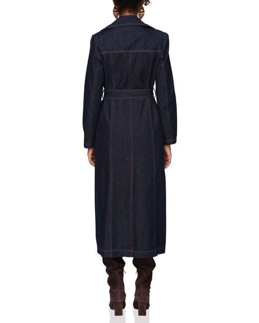 Avec Les Filles Blue Belted Utility Denim Trench Coat