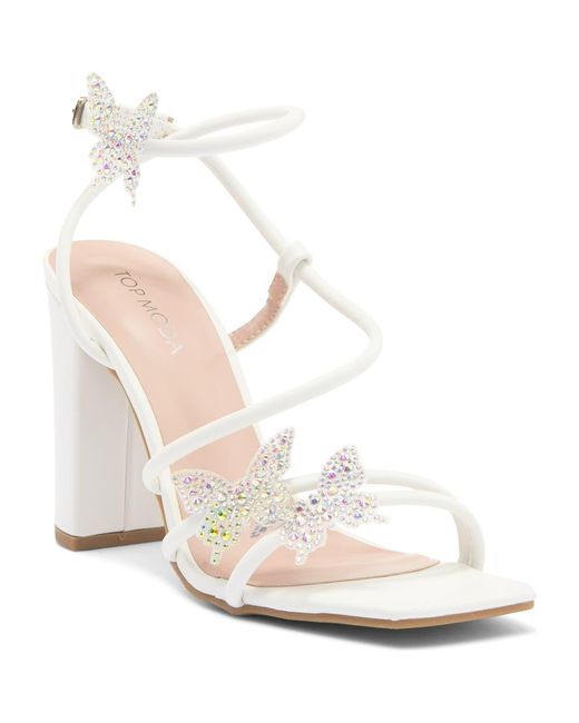 TOP GUY SHOES White Agatha Butterfly Block Heel Sandal