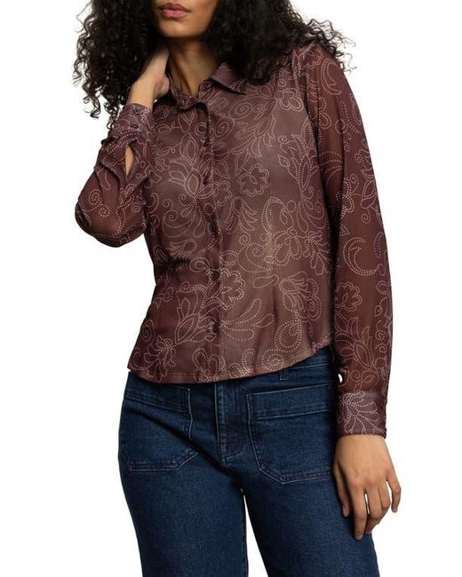 Sanctuary Red Mesh Button-Down Shirt