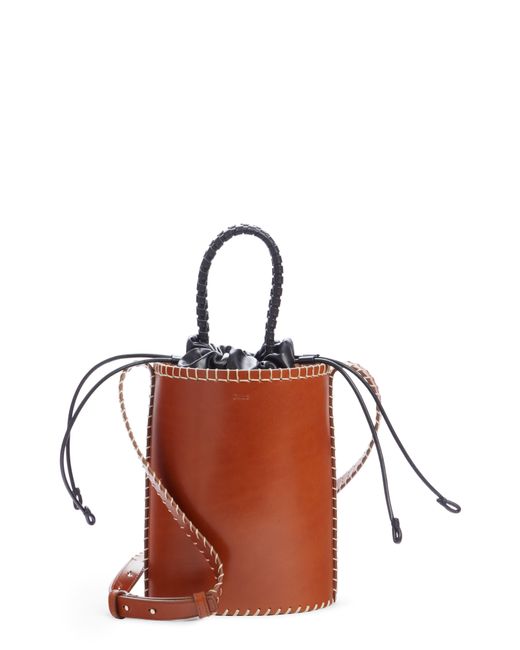 Chloé Brown Lawson Mini Whipstitched Leather Bucket Bag