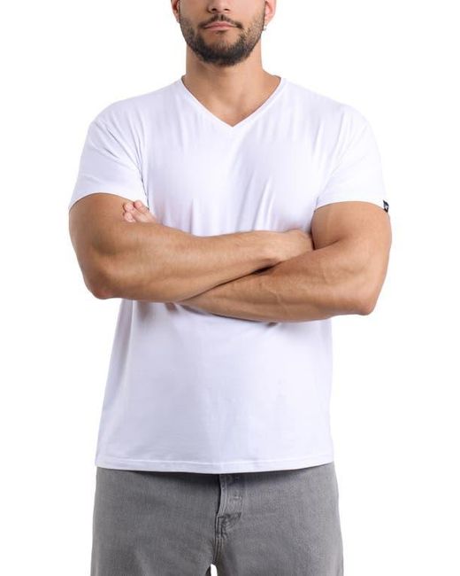 Xray Jeans White Soft V-Neck Cotton Blend Tee for men