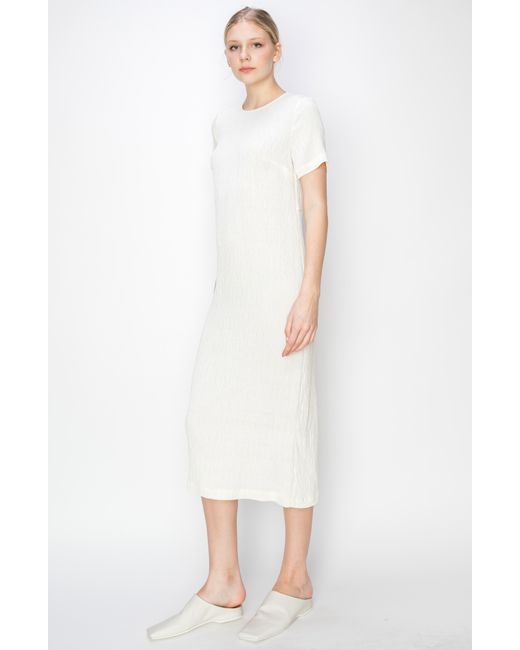 MELLODAY White Textured Knit Midi Dress