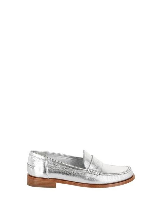 Ferragamo White Logo Debossed Loafer