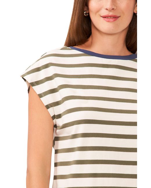 Halogen® White Stripe V-back Cotton T-shirt