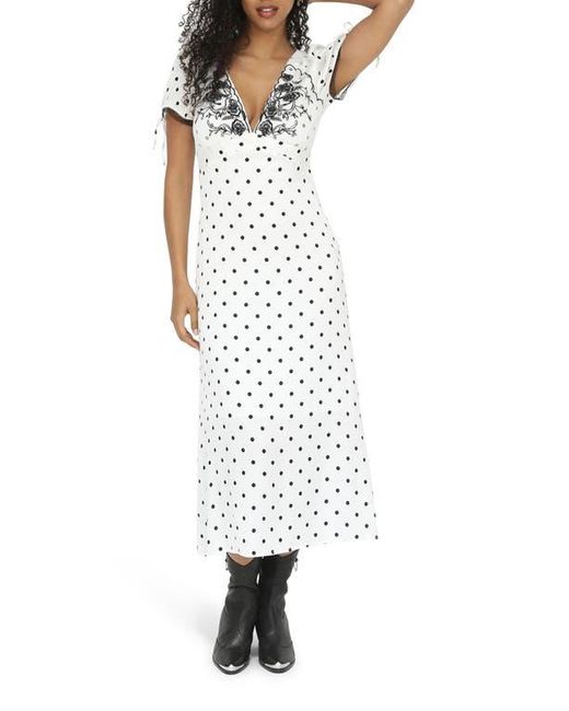 Belle & Bloom White You And I Polka Dot Midi Dress