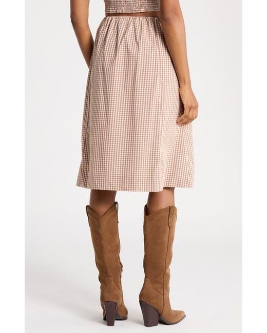 French Connection Pink Gingham Elasticated Skirt