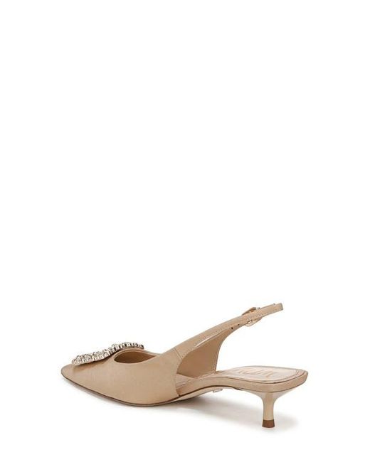 Sam Edelman Tracie Slingback Donna Tacco 5,1 Cm - Colore Naturale Chiaro, Tacco Coperto, Fibbia Aperta, Eleganti Per Abiti E Gonne, Taglia 40 EU