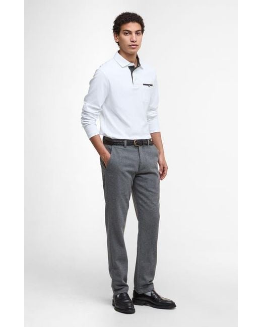 Barbour White Corpatch Long Sleeve Polo for men