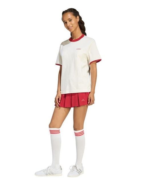 Adidas White Embroidered Logo Crewneck T-Shirt