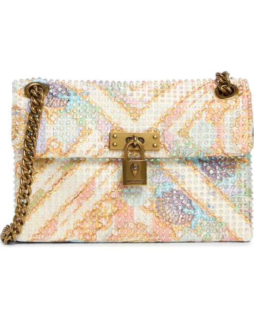 Kurt Geiger Natural Mini Brixton Crystal Lock Bag