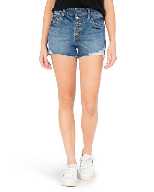 Kut From The Kloth Blue Jane High Waist Exposed Button Fly Cutoff Denim Shorts