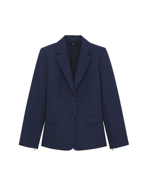 Theory Blue Zip Sleeve Wool Blend Jacket
