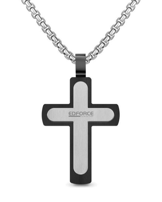 EDFORCE Black Two Layer Cross Necklace for men