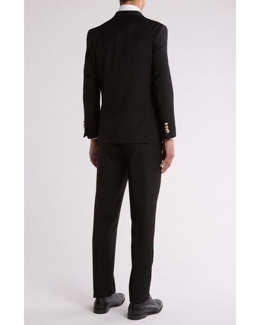 Gino Vitale Black Slim Fit Solid Double Breasted Suit for men