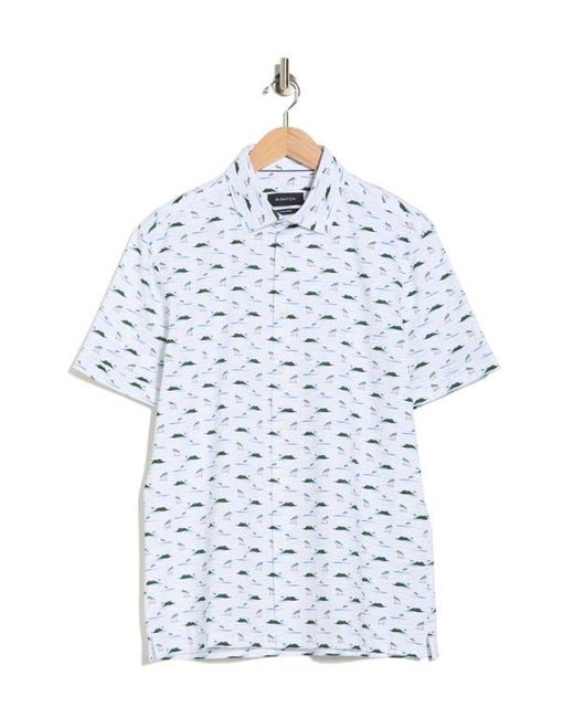 Bugatchi Blue Ooohcotton Short Sleeve Button-Up Shirt for men