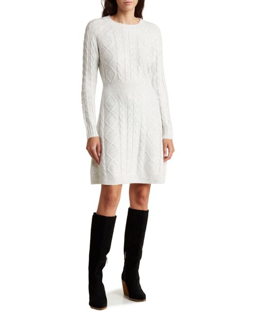 Lucky Brand Long Sleeve Sweater Dress in White