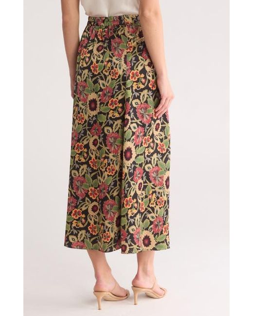 MELLODAY Multicolor Floral Satin Ruched Midi Skirt