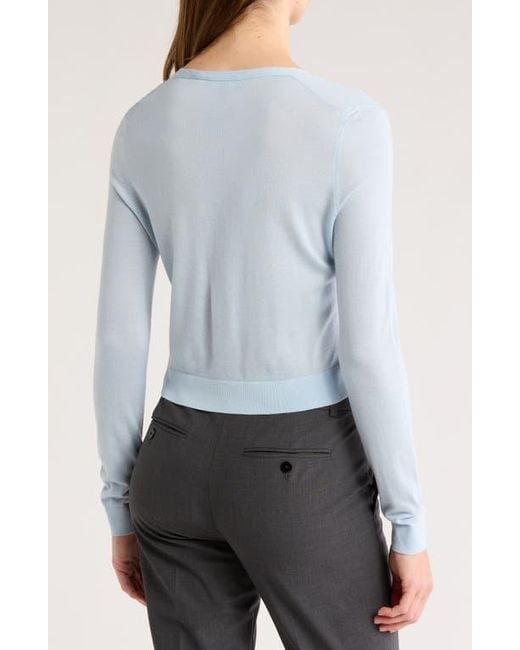 Theory Blue Wool Blend Crop Cardigan