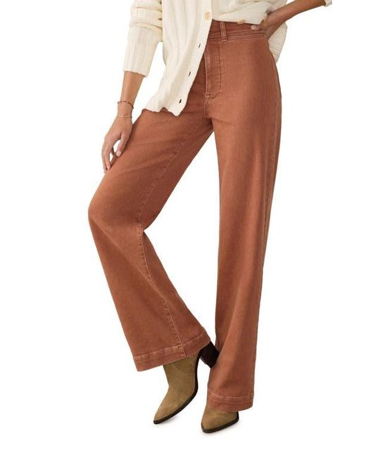 Faherty Brand Brown Terry Harbor High Waist Wide Leg Jeans