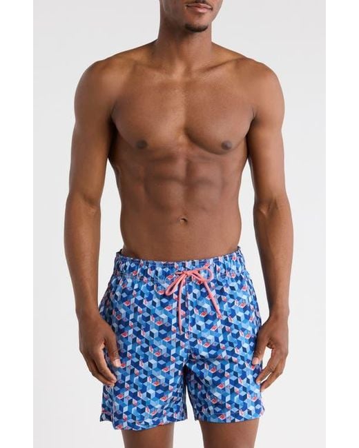 Beach Bros Blue Triangular Escape Swim Trunks for men