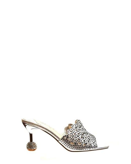Lady Couture White Rhinestone Laser Cut Sandal