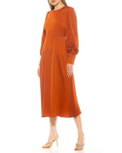 Alexia Admor Orange Sophie Long Sleeve Fit & Flare Maxi Dress