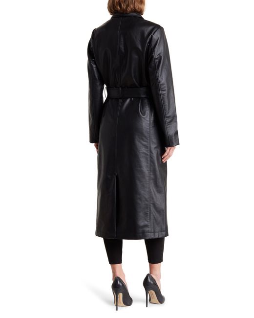 Rebecca Minkoff Faux Leather Trench Coat in Black Lyst