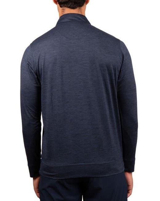 Tailorbyrd Blue Solid Mesh Quarter Zip Sweater for men