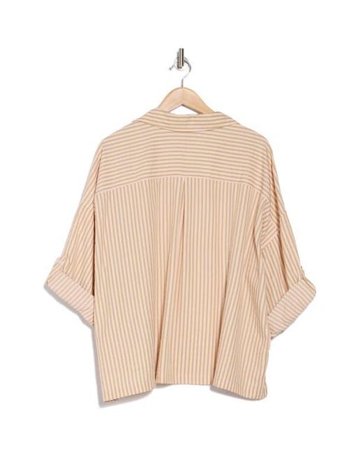 Max Studio Natural Stripe Top