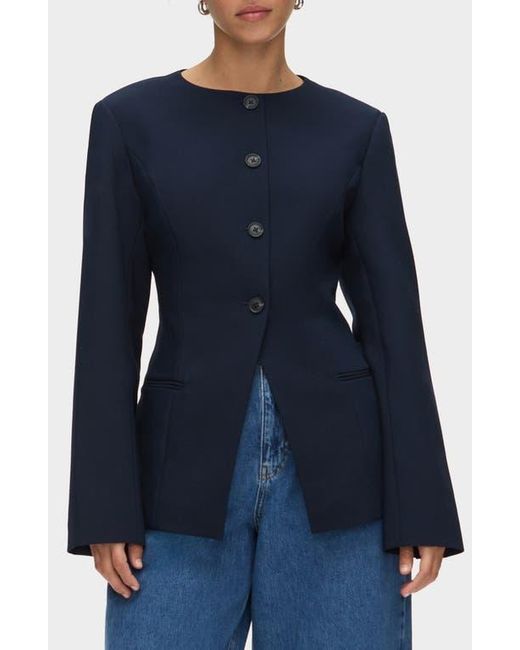 ALIGNE Blue Daphne Collarless Jacket