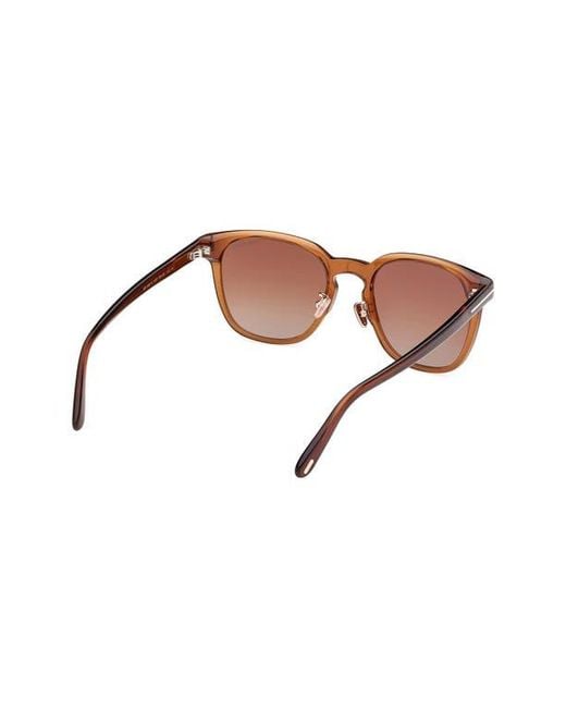Tom Ford Brown 56Mm Gradient Round Sunglasses