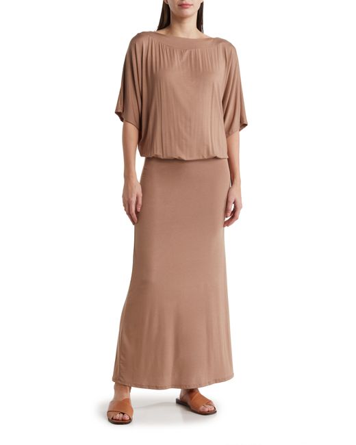 Go Couture Multicolor Dolman Short Sleeve Maxi Dress