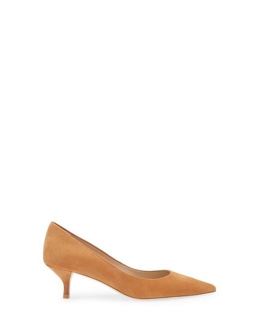 Stuart Weitzman Brown Power Pointed Toe Kitten Heel Pump