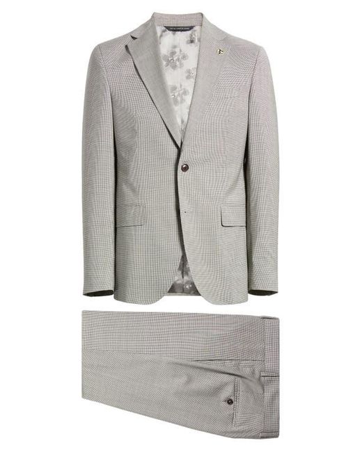 Ted Baker Gray Roger Extra Slim Fit Mini Houndstooth Wool Suit for men