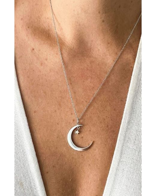 Adornia Natural Hanging Moon & Star Pendant Necklace