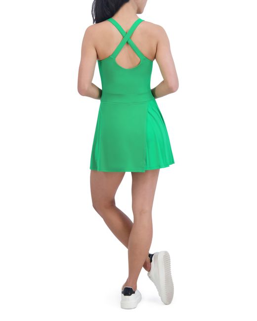 SAGE Collective Green Victory Asymmetric Pleated Workout Dress