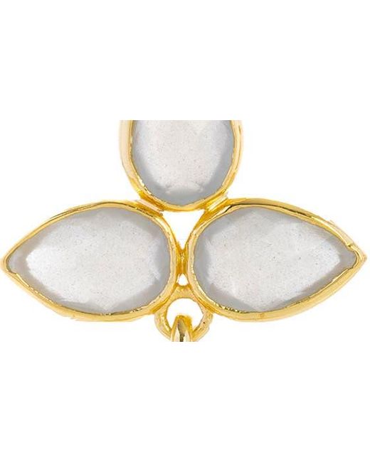 Saachi Metallic Triple Gemstone Abstract Dangle Earrings