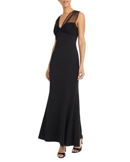 Maggy London Black Illusion Maxi Cocktail Dress