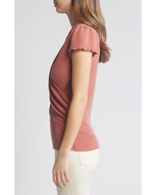Loveappella Red Texture Wrap Front Top