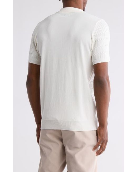 T.R. Premium White Textured Sweater Knit Zip Polo for men