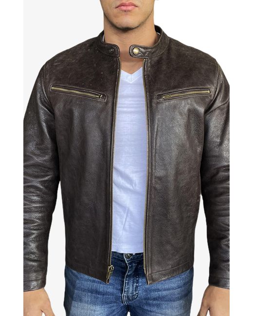 Frye Racer Crackle Leather Jacket in 