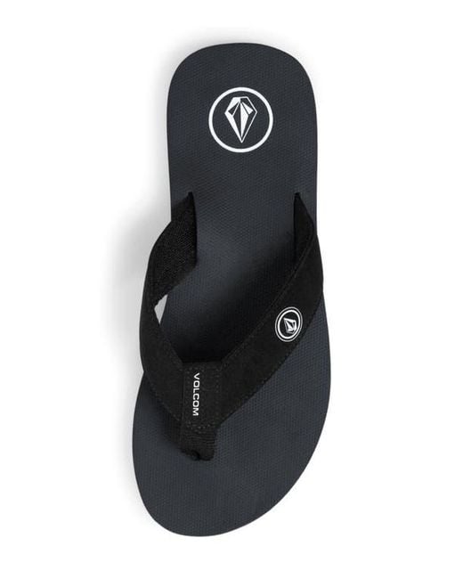 Volcom Black Vocation Leather Flip Flops for men