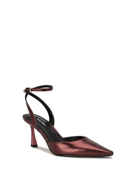 Nine West White Kellie Ankle Strap Pointed Toe Pump