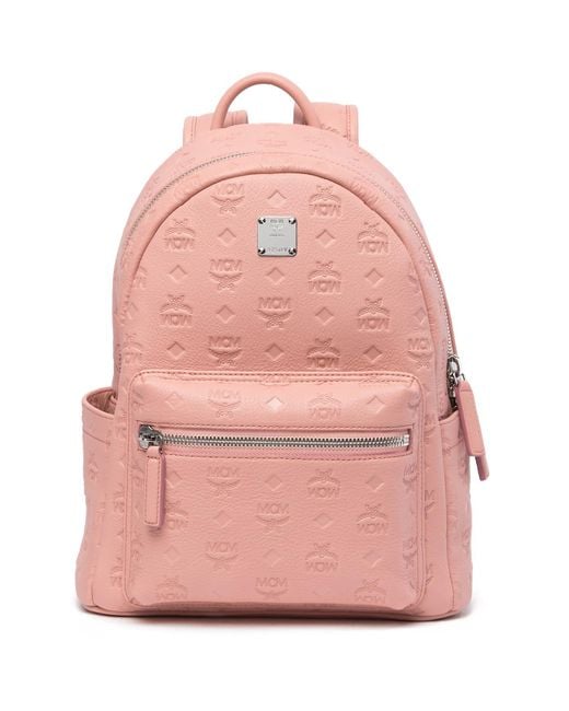 MCM Pink Ottomar Monogrammed Leather Backpack