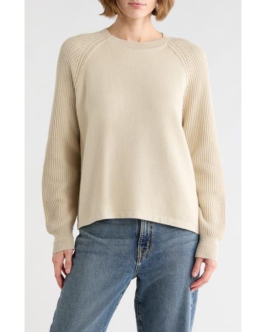 Vince Natural Ribbed Cotton Pullover