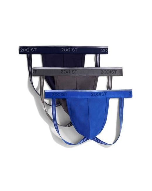2xist Blue 3-Pack Stretch Jock Straps for men