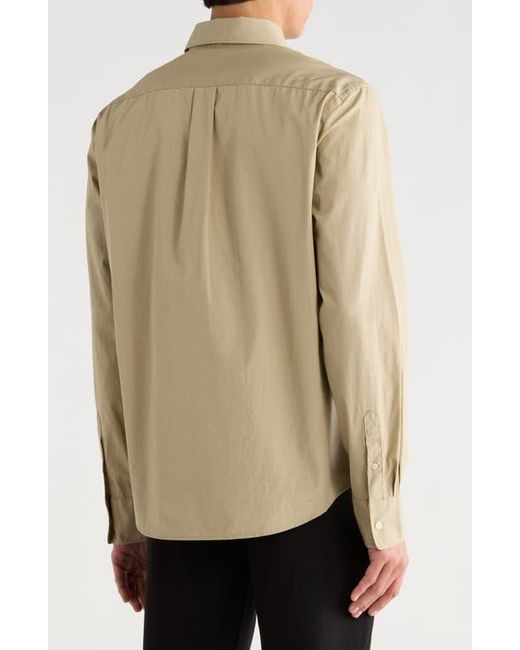 Vince Natural Poplin Long Sleeve Classic Fit Button-Up Shirt for men