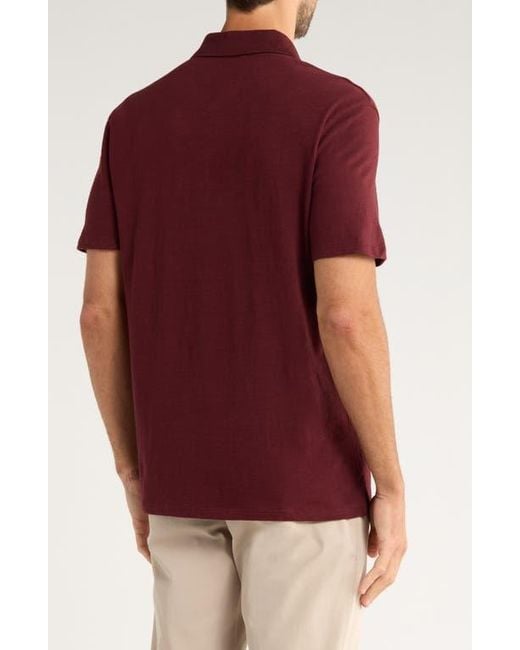 Vince Red Short Sleeve Slub Polo for men